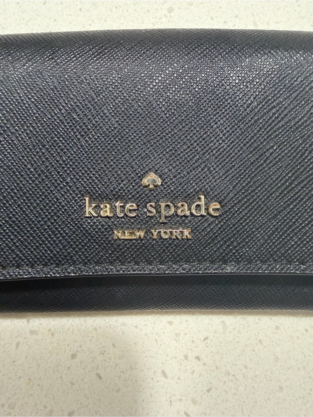 kate spade black leather wallet with gold logo - Picture 2 of 5